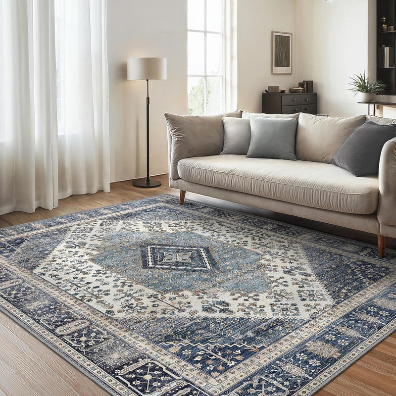 Rugs Living Room Washable Short Pile Sage