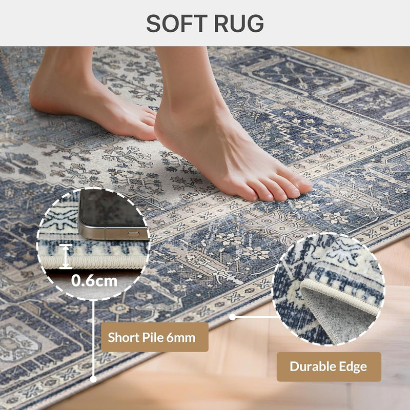 Rugs Living Room Washable Short Pile Sage