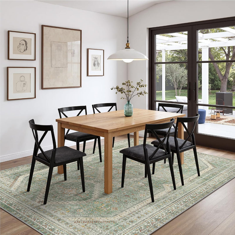 Rugs Living Room Washable Short Pile Sage