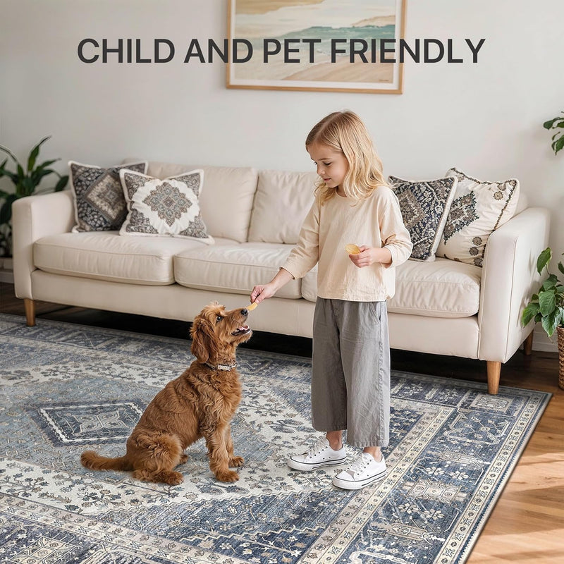 Rugs Living Room Washable Short Pile Sage