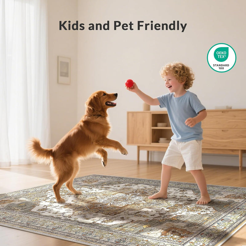 Rugs Living Room Washable Short Pilenon Slip