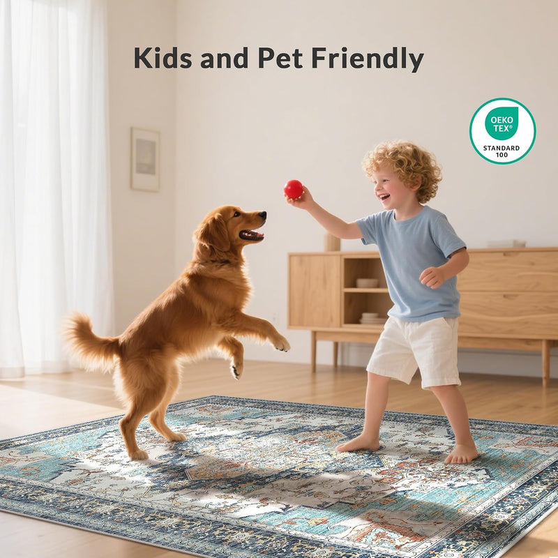Rugs Living Room Washable Short Pilenon Slip