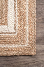 Runner Jute Rug in + Line Handmade Area Carpet