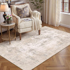 Rugs Living Room Washable Abstract Carpet Beigebrown