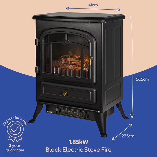 1.85KW Freestanding Electric Stove Fire Heater with 2