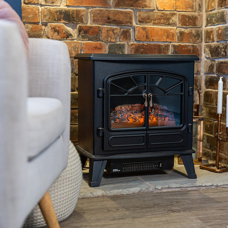1.85KW Freestanding Electric Stove Fire Heater with 2