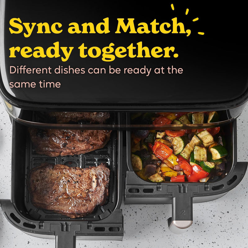 Dual Air Fryer 9L Rapid Airfryer Basket Zone