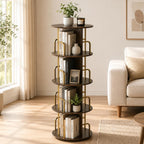 Rustic 3-Tier Rotating Kids Bookshelf Metal Frame E1-Grade