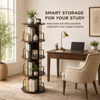 Rustic 3-Tier Rotating Kids Bookshelf Metal Frame E1-Grade