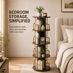 Rustic 3-Tier Rotating Kids Bookshelf Metal Frame E1-Grade