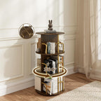 Rustic 3-Tier Rotating Kids Bookshelf Metal Frame E1-Grade