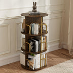 Rustic 3-Tier Rotating Kids Bookshelf Metal Frame E1-Grade