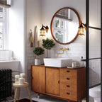 Rustic Amber Glass Wall Light 2-Pack Bronze Brushed