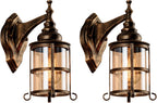 Rustic Amber Glass Wall Light 2-Pack Bronze Brushed