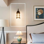 Rustic Amber Glass Wall Light 2-Pack Bronze Brushed