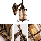Rustic Amber Glass Wall Light 2-Pack Bronze Brushed