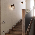 Rustic Amber Glass Wall Light 2-Pack Bronze Brushed