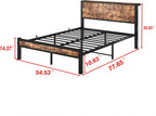 Rustic Bed Frame Storage Wooden Headboard Metal Platform