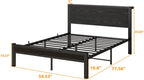 Rustic Bed Frame Storage Wooden Headboard Metal Platform