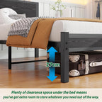 Rustic Bed Frame Storage Wooden Headboard Metal Platform