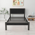 Rustic Bed Frame Storage Wooden Headboard Metal Platform