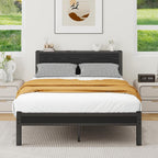 Rustic Bed Frame Storage Wooden Headboard Metal Platform