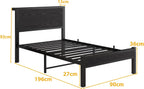 Rustic Bed Frame Wooden Storage Headboard