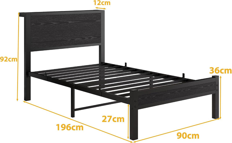 Rustic Bed Frame Wooden Storage Headboard