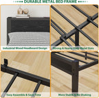 Rustic Bed Frame Wooden Storage Headboard
