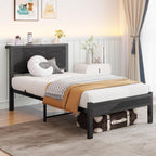 Rustic Bed Frame Wooden Storage Headboard