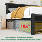 Rustic Bed Frame Wooden Storage Headboard
