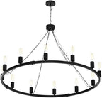 Rustic Chandelier 12-Light Wagon Wheel Chandeliers Ceiling