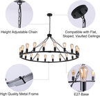 Rustic Chandelier 12-Light Wagon Wheel Chandeliers Ceiling
