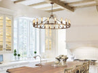 Rustic Chandelier 12-Light Wagon Wheel Chandeliers Ceiling