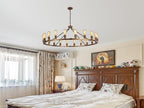 Rustic Chandelier 12-Light Wagon Wheel Chandeliers Ceiling