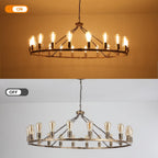 Rustic Chandelier 12-Light Wagon Wheel Chandeliers Ceiling