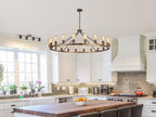 Rustic Chandelier 12-Light Wagon Wheel Chandeliers Ceiling