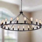 Rustic Chandelier 12-Light Wagon Wheel Chandeliers Ceiling