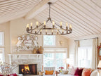 Rustic Chandelier 12-Light Wagon Wheel Chandeliers Ceiling