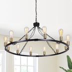 Rustic Chandelier 12-Light Wagon Wheel Chandeliers Ceiling