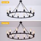 Rustic Chandelier 12-Light Wagon Wheel Chandeliers Ceiling