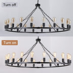Rustic Chandelier 12-Light Wagon Wheel Chandeliers Ceiling