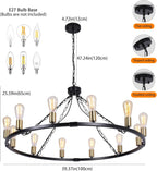 Rustic Chandelier 12-Light Wagon Wheel Chandeliers Ceiling