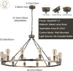 Rustic Chandelier 12-Light Wagon Wheel Chandeliers Ceiling