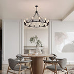 Rustic Chandelier 12-Light Wagon Wheel Chandeliers Ceiling