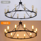 Rustic Chandelier 12-Light Wagon Wheel Chandeliers Ceiling