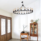 Rustic Chandelier 12-Light Wagon Wheel Chandeliers Ceiling