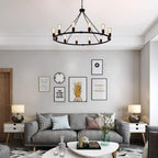 Rustic Chandelier 12-Light Wagon Wheel Chandeliers Ceiling