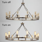 Rustic Chandelier 12-Light Wagon Wheel Chandeliers Ceiling