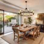 Rustic Chandelier 12-Light Wagon Wheel Chandeliers Ceiling